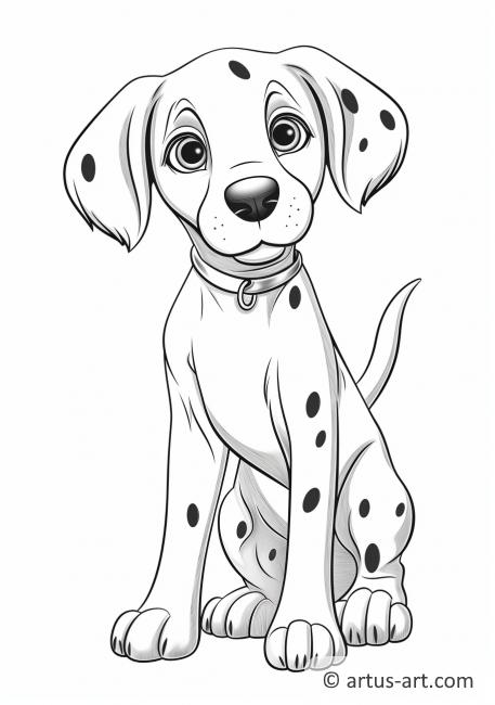 Sevimli Dalmatyalı Köpek Boyama Sayfası Çocuklar İçin